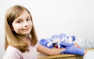 child undergoing allergy testing in doctors office