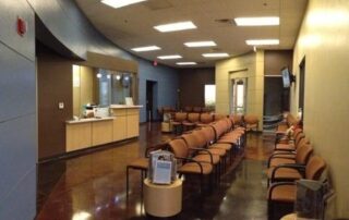 waiting room with lines of tan chairs at las vegas allergist