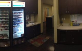 interior of las vegas allergy doctor office featuring refrigerator of shot vials