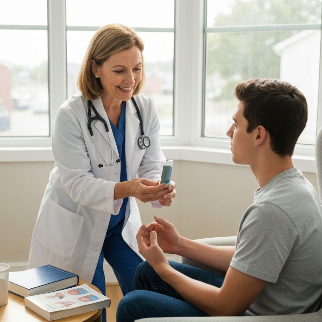 healthcare-provider-showing-patient-how-to-use-ast Asthma Treatment in North Las Vegas